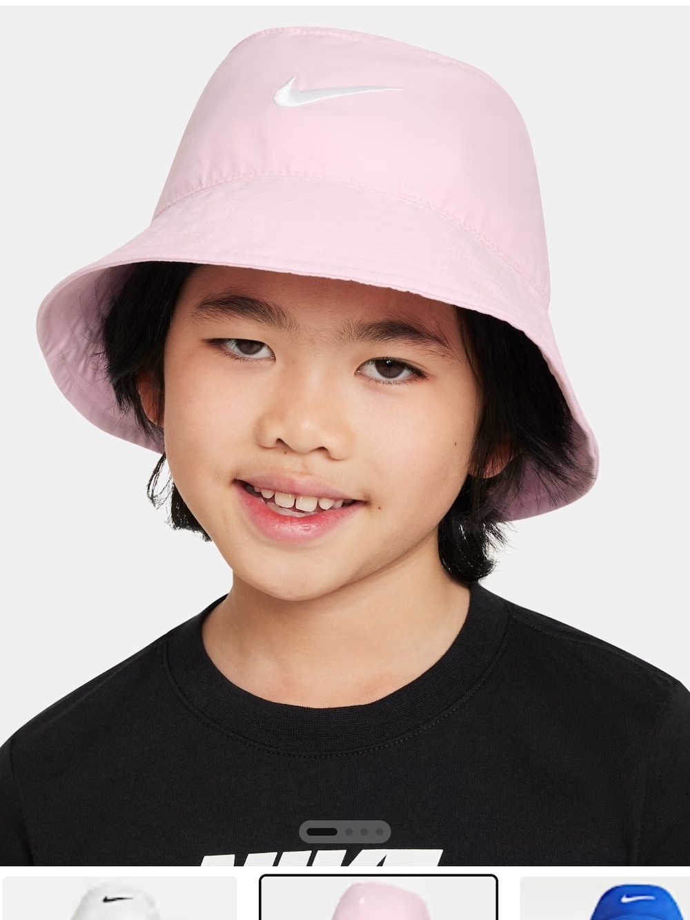Nike Apex Pink Bucket Hat with White Swoosh Size 4-7